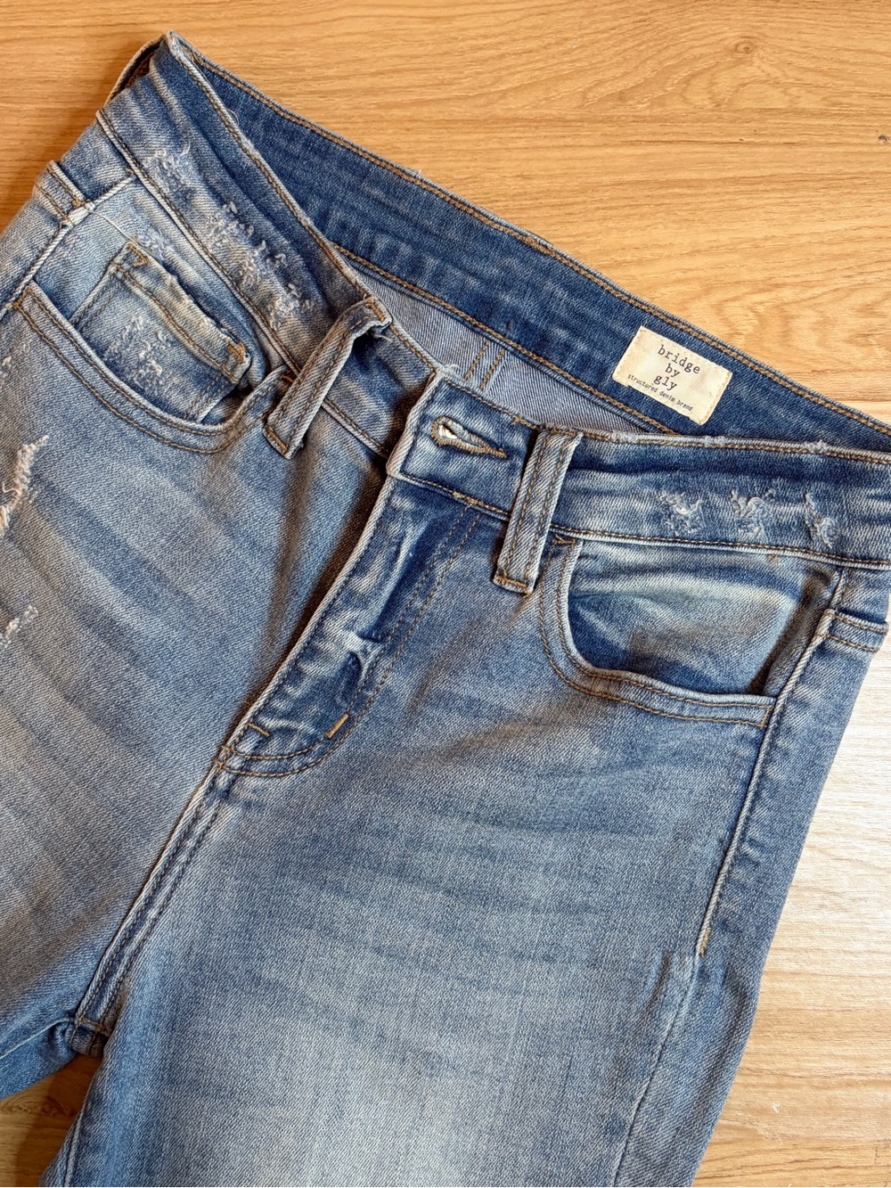 Bridge by Gly Blue High Rise Ankle Skinny Jeans Size 25 Distressed